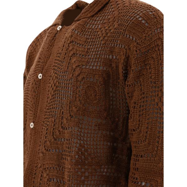 엘링크,BODE 남성 브라운 Overdye Crochet 셔츠