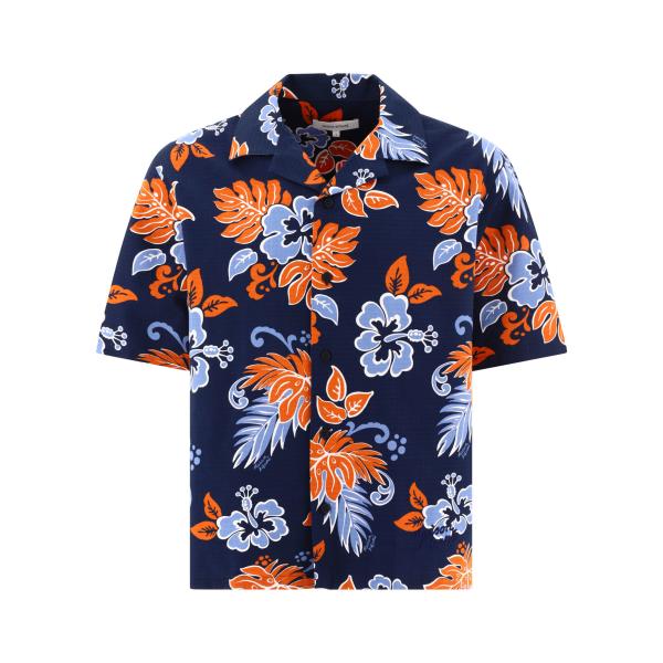 엘링크,MAISON KITSUNE 남성 네이비 Tropical 셔츠