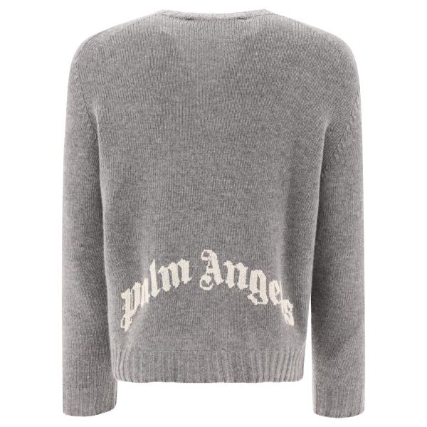 엘링크,PALM ANGELS 남성 메탈릭 Curved Logo 스웨터